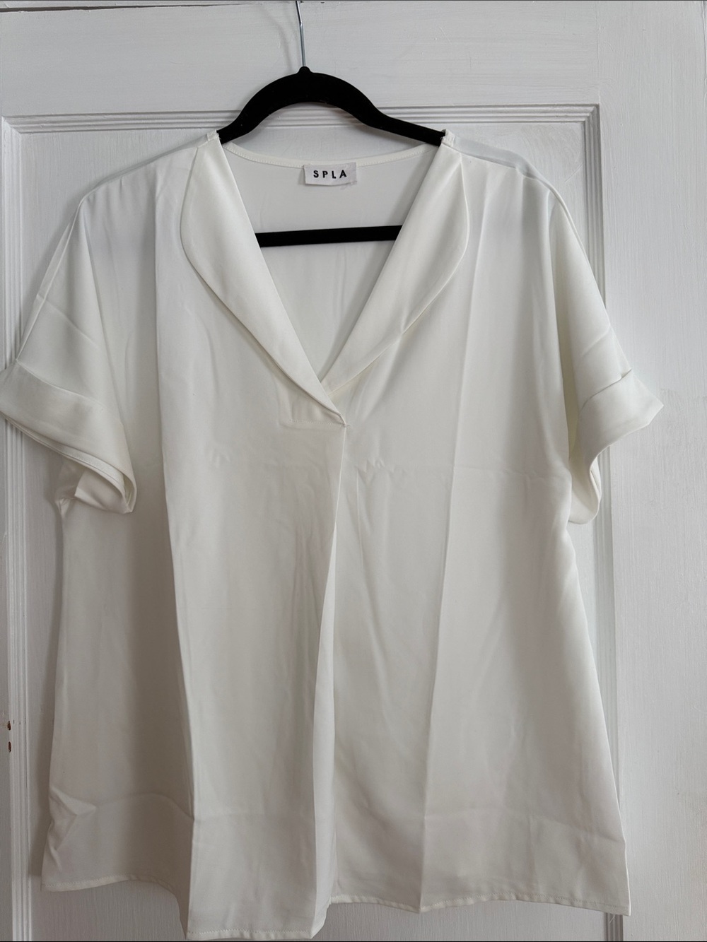 SPLA Women's Cream Short-Sleeve V-Neck Blouse